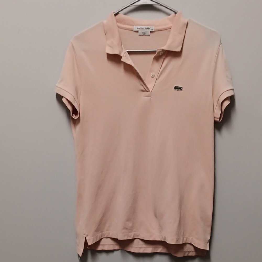 Lacoste Women's Pink Polo Shirt, Size 40